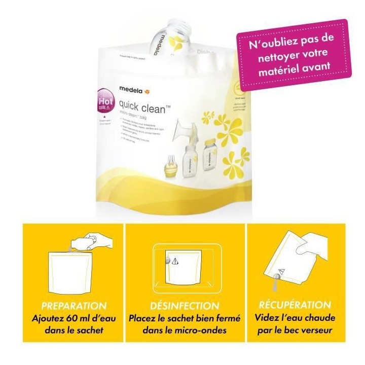 Medela Quick Clean sachets de Stérilisation Micro-Ondes 5 Unités