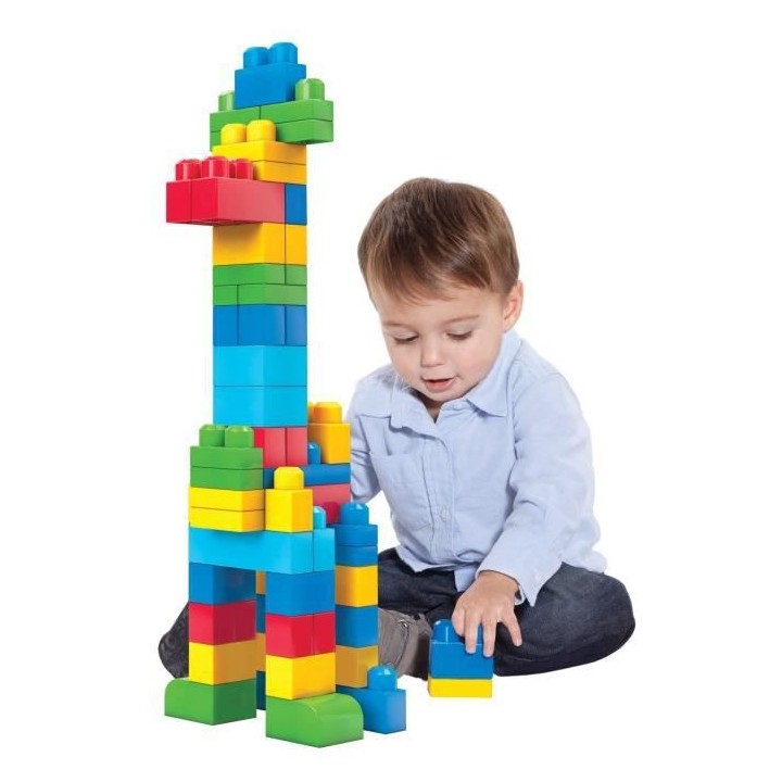 MEGA BLOKS First Builders Sac Bleu 60 blocs - 12 mois et +