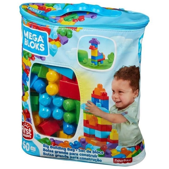 MEGA BLOKS First Builders Sac Bleu 60 blocs - 12 mois et +