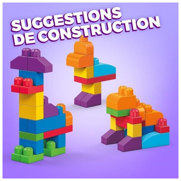 MEGA BLOKS First Builders Sac Bleu 60 blocs - 12 mois et +