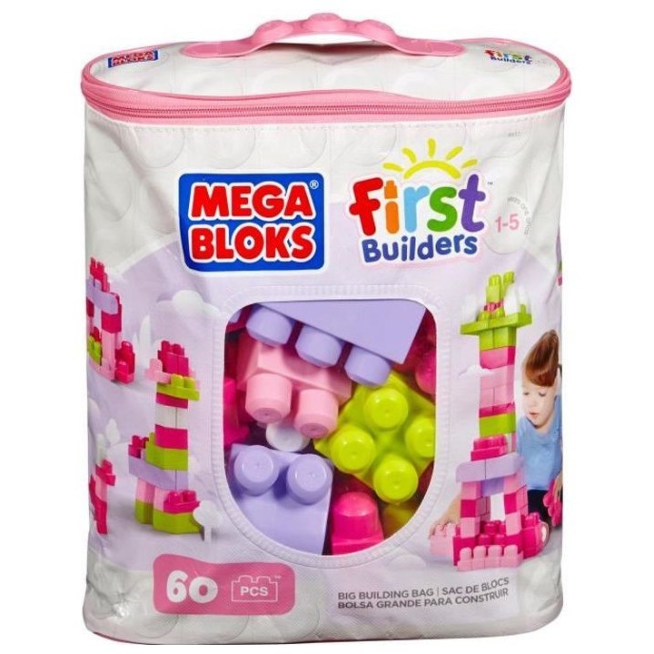 MEGA BLOKS First Builders Sac Rose 60 blocs - 12 mois et +