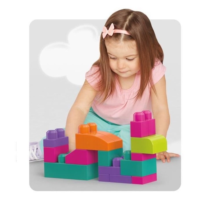 MEGA BLOKS First Builders Sac Rose 60 blocs - 12 mois et +