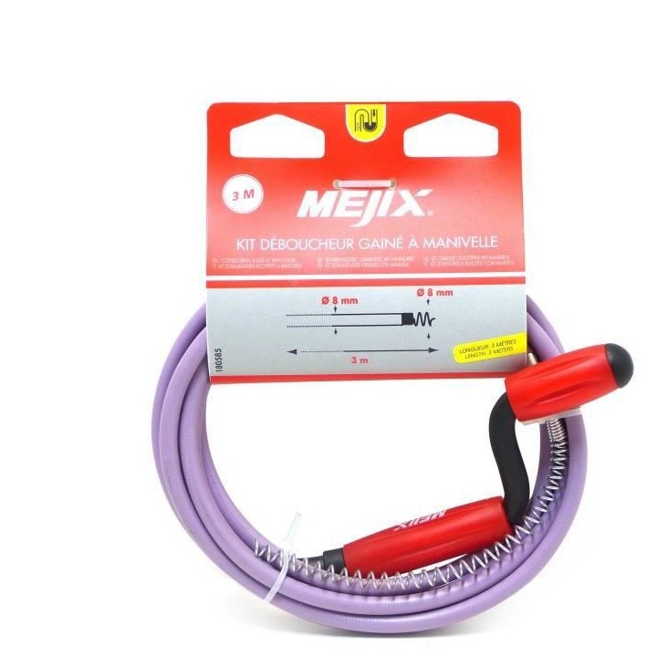 MEJIX Déboucheur d'évier gainé 3 m Ø8 mm