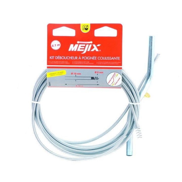 MEJIX Déboucheur a poignée coulissante 4,10 m Ø8 mm