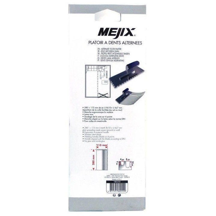 MEJIX Platoir universel double U 180x115mm - U 8x1+4x7 mm