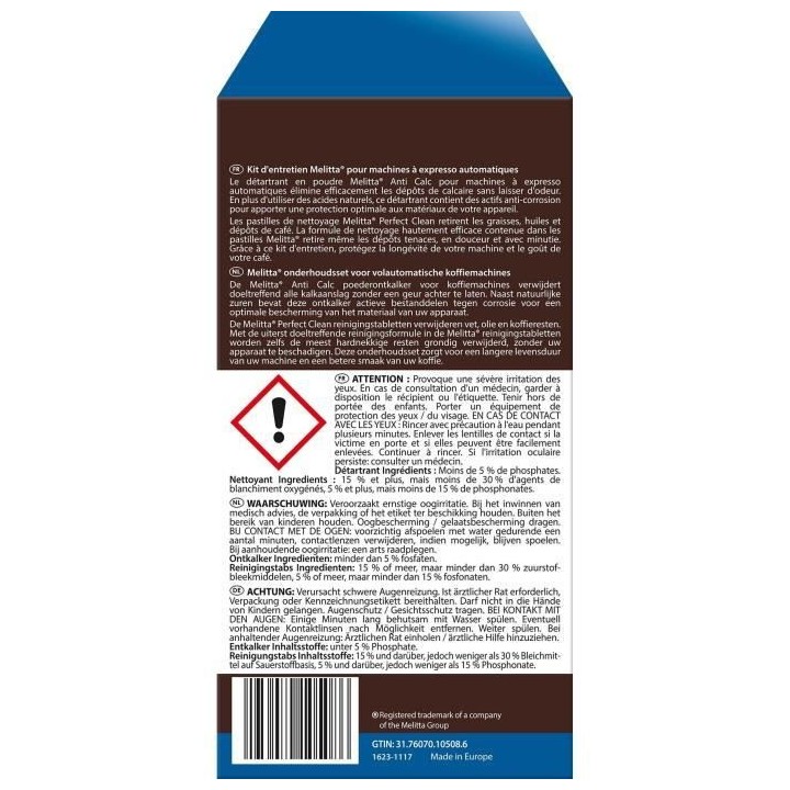 Melitta - Kit Expresso - Machines a Expresso - 4 Dét. poudre + 4 Nett