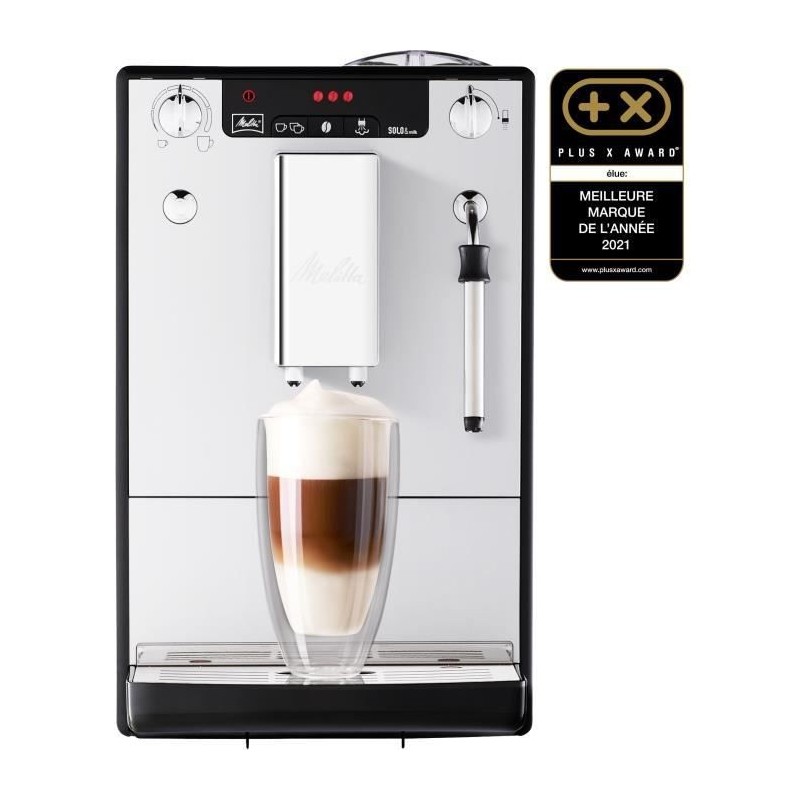 Melitta Solo & Milk Argent E953-102 Machine a Café et Expresso Automatique avec broyeur a grains et buse a lait