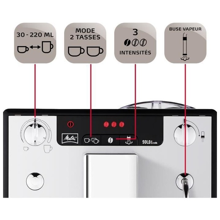 Melitta Solo & Milk Argent E953-102 Machine a Café et Expresso Automa