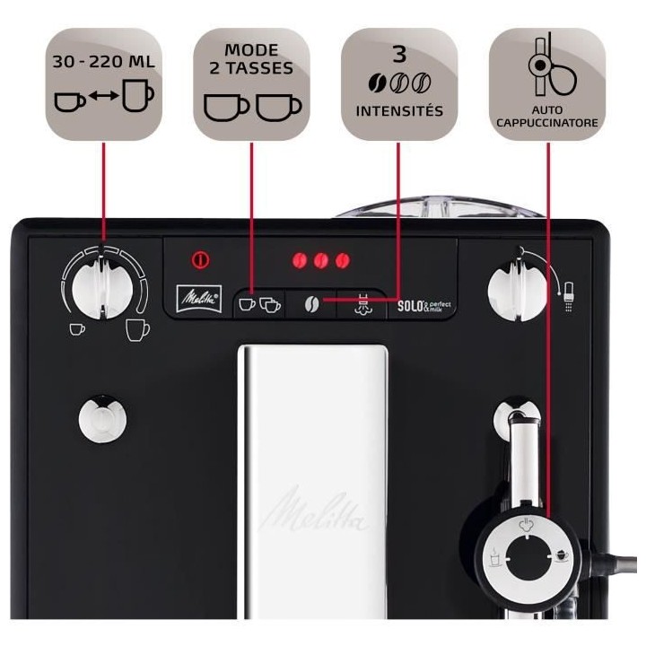Melitta Solo & Perfect Milk Noir E957-101 Machine a Café et Expresso