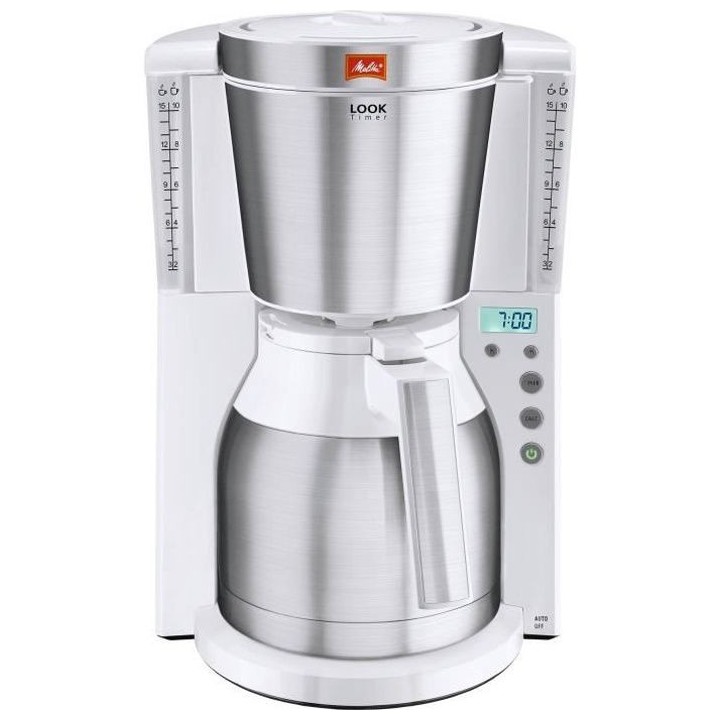 MELITTA Cafétiere Look IV Therm Timer 1011-15 Blanc/Acier Brossé