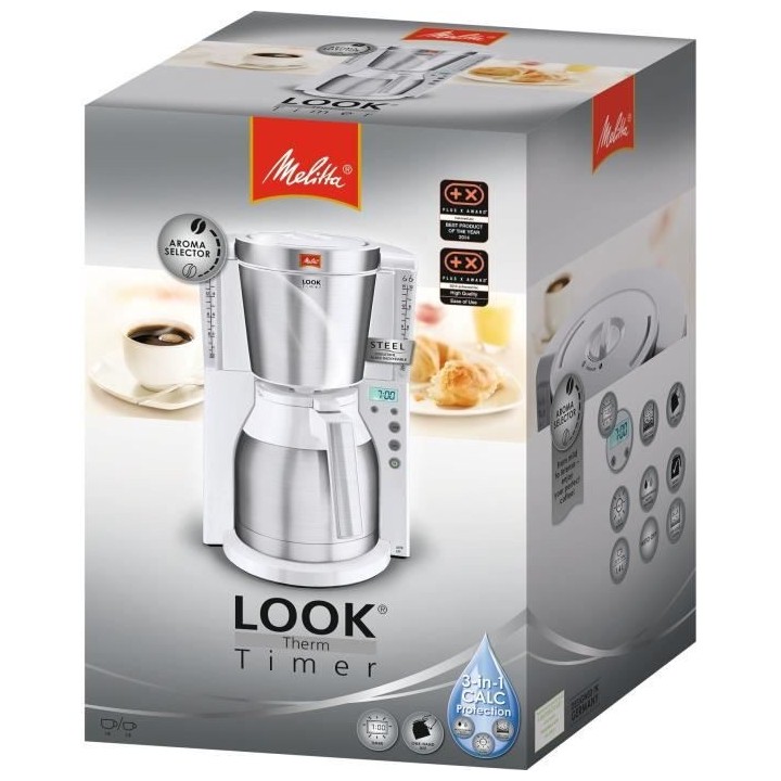 MELITTA Cafétiere Look IV Therm Timer 1011-15 Blanc/Acier Brossé