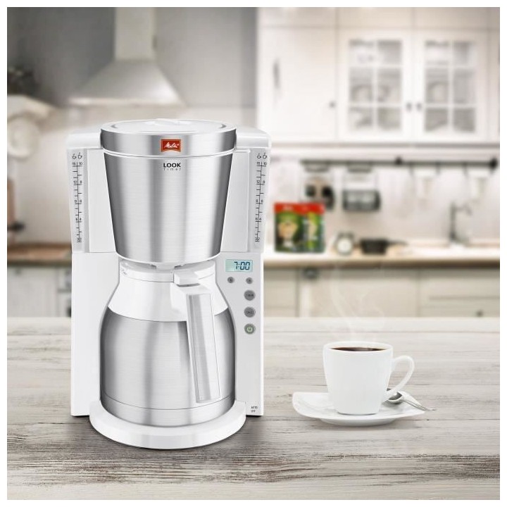 MELITTA Cafétiere Look IV Therm Timer 1011-15 Blanc/Acier Brossé
