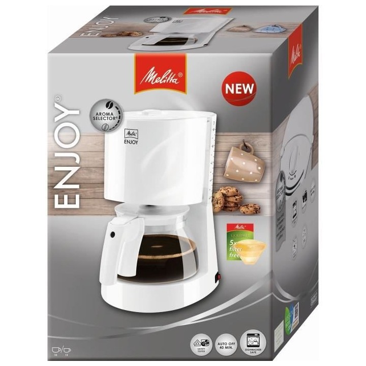 MELITTA 1017-01 Cafetiere Enjoy II Glass Blanc 1017-01