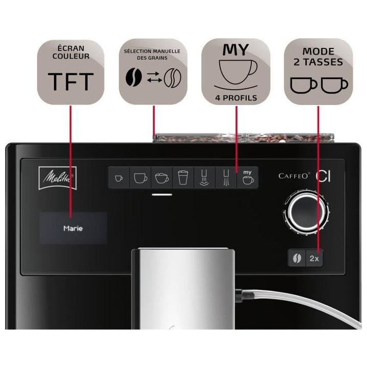 Machine a café espresso CI MELLITA E970-003 - Pure Black - 4 intensit