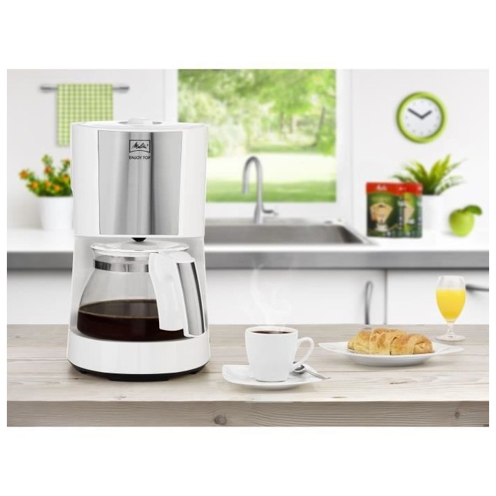 MELITTA 1017-03 Cafetiere Enjoy Top Glass Blanc/Acier brossé 1017-03