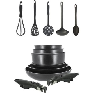 Batterie de cuisine MENASTYL 13 pieces - 3 casseroles 16/18/20 - 3 Poe