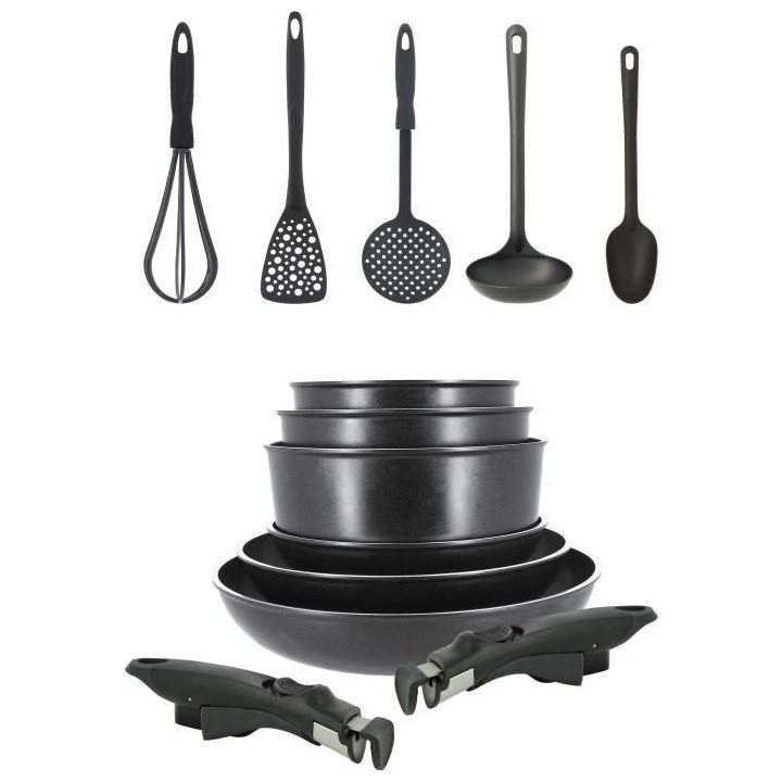 Batterie de cuisine MENASTYL 13 pieces - 3 casseroles 16/18/20 - 3 Poe