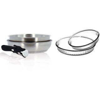 Batterie de cuisine MENASTYL 5 pieces - 2 poeles 24/28 cm - 1 poignée