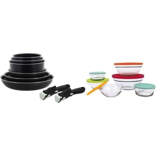 Batterie de cuisine MENASTYL 14 pieces - 3 casseroles Ø16/18/20 - 3 p