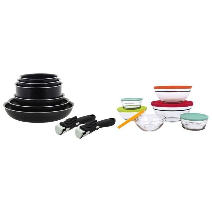 Batterie de cuisine MENASTYL 14 pieces - 3 casseroles Ø16/18/20 - 3 p