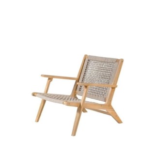 Fauteuil bas en bois d'Acacia FSC et en résine tressée - 1 personne