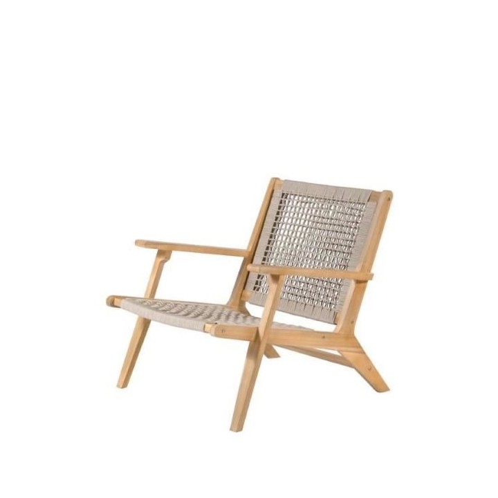 Fauteuil bas en bois d'Acacia FSC et en résine tressée - 1 personne