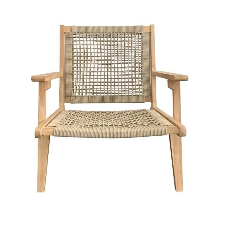 Fauteuil bas en bois d'Acacia FSC et en résine tressée - 1 personne