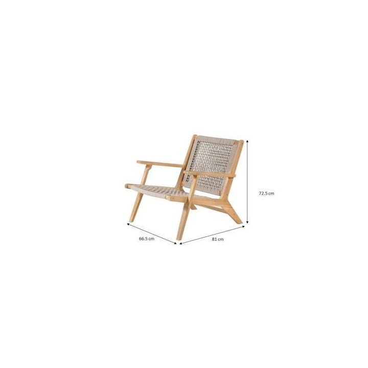 Fauteuil bas en bois d'Acacia FSC et en résine tressée - 1 personne