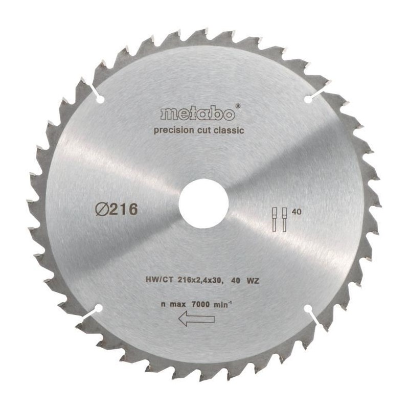 Metabo Lame de scie circulaire HW/CT 216 x 30 x 2,4/1,8