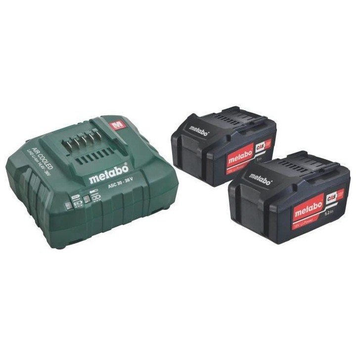 Set de base 2x5,2Ah Li-Power 18V en Boîte en carton - METABO - 685051