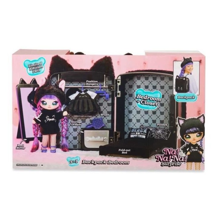 Na! Na! Na! Surprise 3 en 1 sac-a-dos chambre Playset- Black Kitty - 5