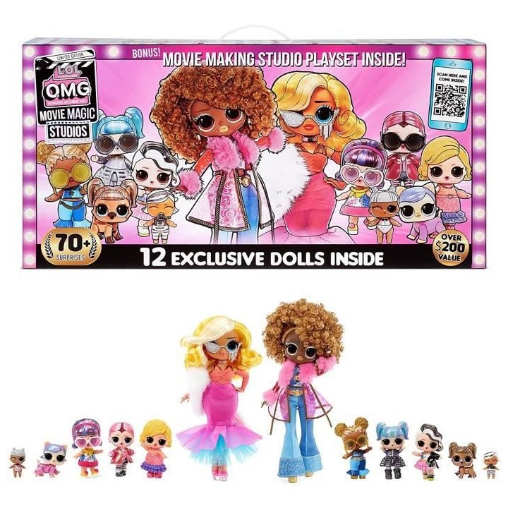 LOL Surprise OMG Movie Magic Studios + de 70 surprises, 12 poupées, 4