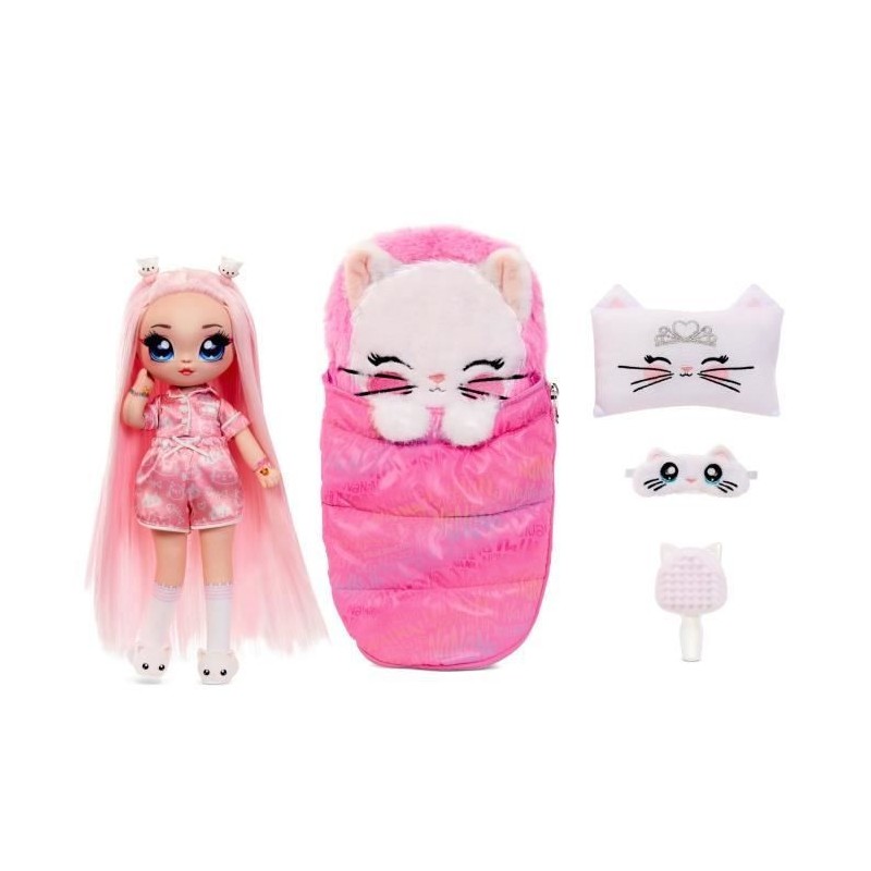 Na! Na! Na! Surprise - Poupée Mannequin Teens 28cm en Tissu - Mila Rose - Accessoires Pyjama - Theme Chat Persan