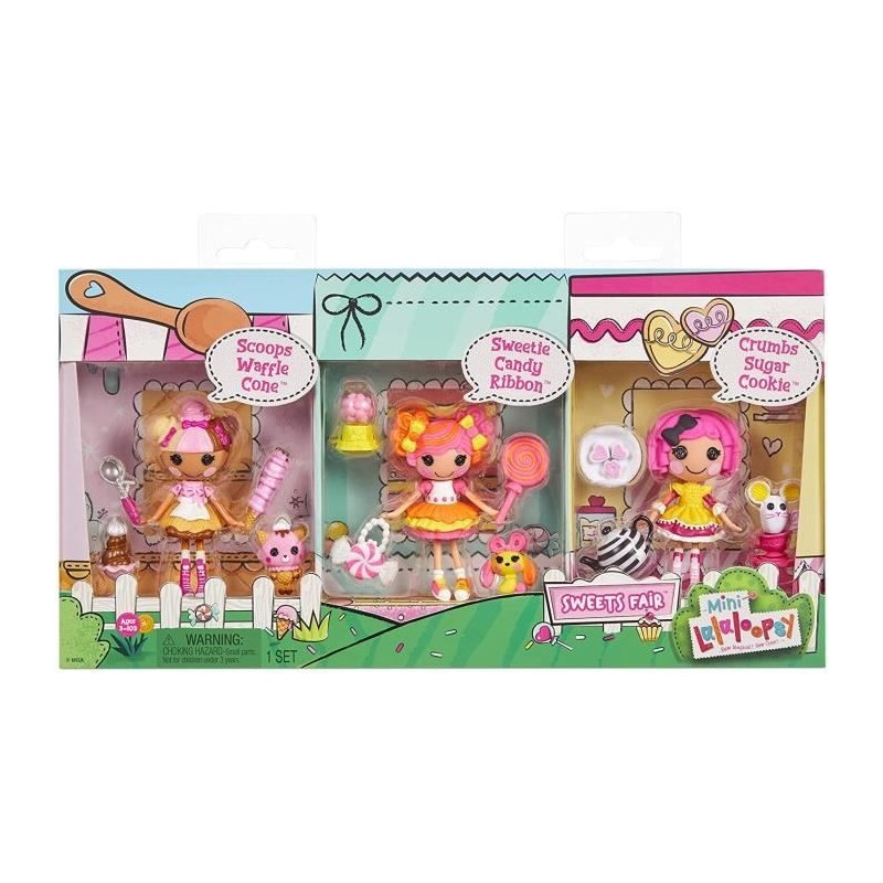 Mini Lalaloopsy - Coffret Multiple - 3 Petites Poupées 7,6 cm - Sweets Fair