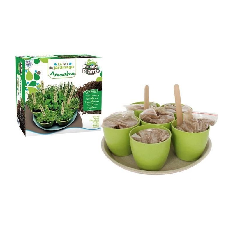 MGM - Plateau de 7 pots bamboo avec graines et substrat