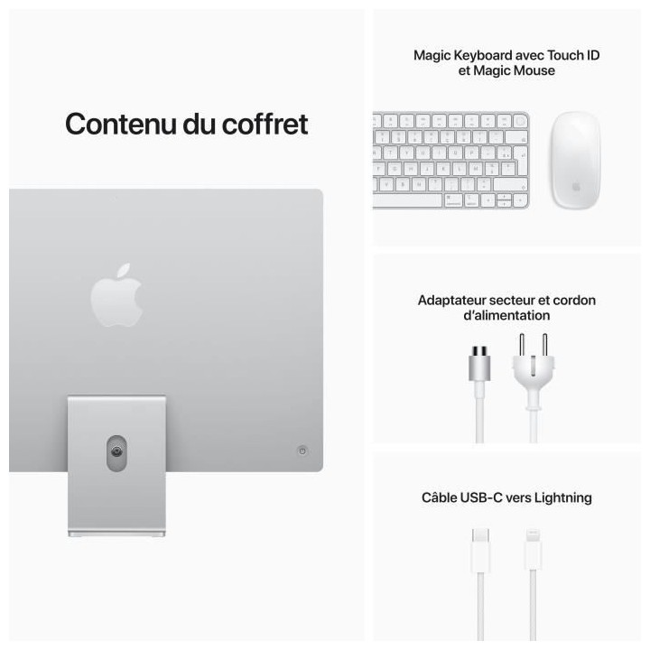 Apple - 24 iMac Retina 4,5K (2021) - Puce Apple M1 - RAM 8Go - Stockag