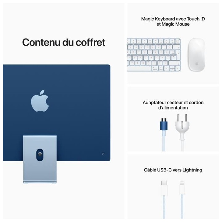 Apple - 24 iMac Retina 4,5K (2021) - Puce Apple M1 - RAM 8Go - Stockag