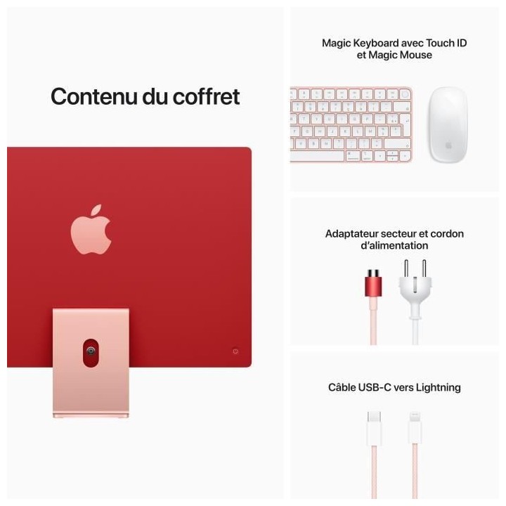 Apple - 24 iMac Retina 4,5K (2021) - Puce Apple M1 - RAM 8Go - Stockag