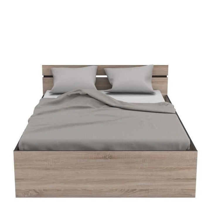 DEMEYERE Michigan Lit adulte 140x190 cm - 2 tiroirs et 1 niche - Indus