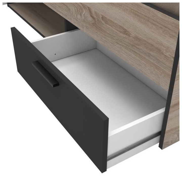 DEMEYERE Michigan Lit adulte 140x190 cm - 2 tiroirs et 1 niche - Indus