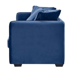 Canapé fixe 3 places - Velours bleu - COLOMBE - L 202 x P 82 x H 95 cm