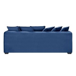 Canapé fixe 3 places - Velours bleu - COLOMBE - L 202 x P 82 x H 95 cm