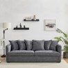 Canapé fixe 3 places - Velours gris - Contemporain - L 202 x P 82 x H 95 cm - COLOMBE