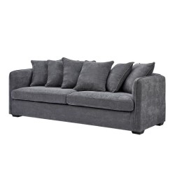 Canapé fixe 3 places - Velours gris - Contemporain - L 202 x P 82 x H 95 cm - COLOMBE