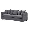 Canapé fixe 3 places - Velours gris - Contemporain - L 202 x P 82 x H 95 cm - COLOMBE