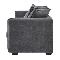 Canapé fixe 3 places - Velours gris - Contemporain - L 202 x P 82 x H 95 cm - COLOMBE