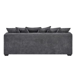 Canapé fixe 3 places - Velours gris - Contemporain - L 202 x P 82 x H 95 cm - COLOMBE