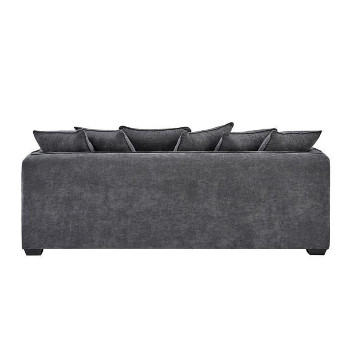 Canapé fixe 3 places - Velours gris - Contemporain - L 202 x P 82 x H