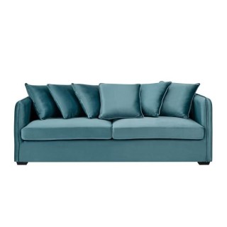 Canapé fixe 3 places - Velours vert - L 202 x P 82 x H 95 cm - COLOMB
