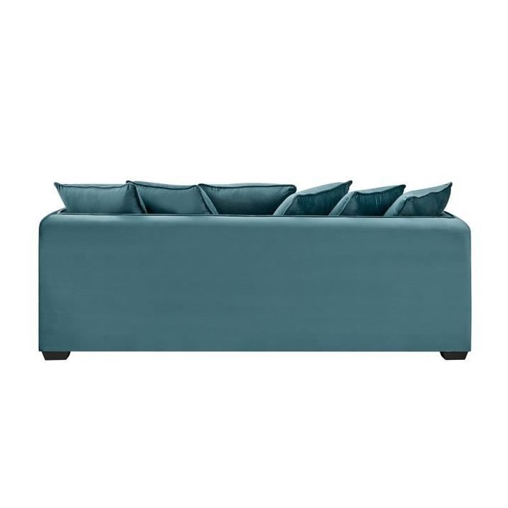 Canapé fixe 3 places - Velours vert - L 202 x P 82 x H 95 cm - COLOMB